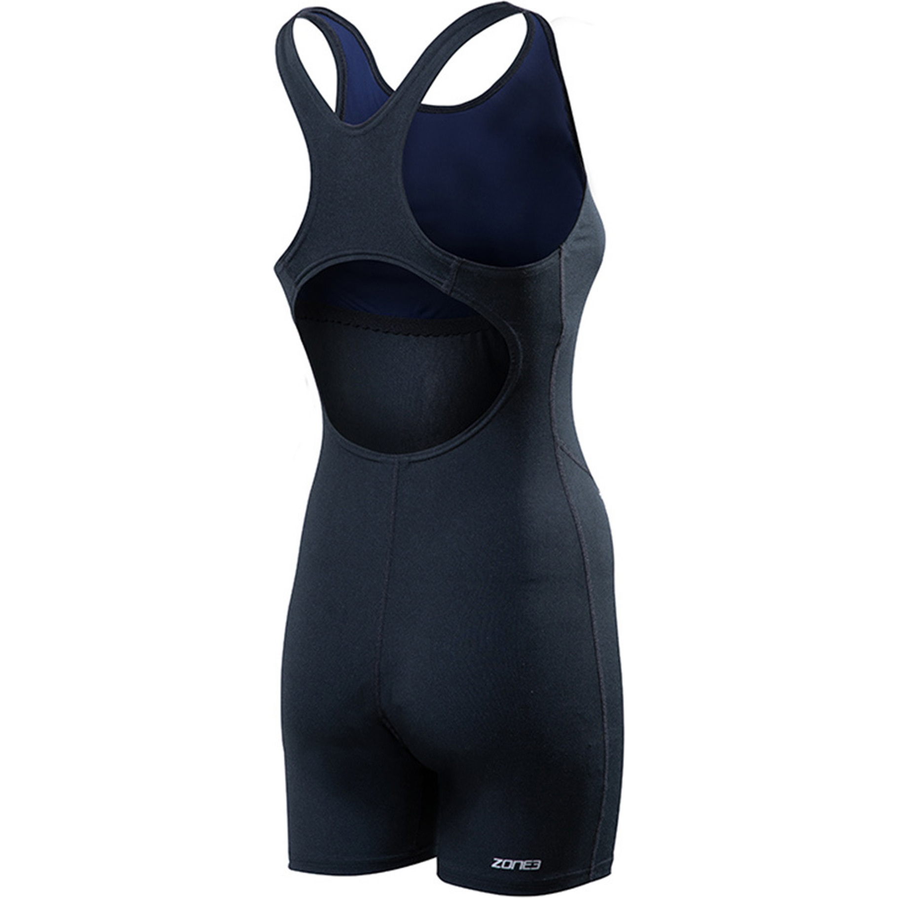 2025 ZONE3 Womens OWS Renew Short Leg Kneeskin Swim Costume SW22WOWSK101 - Black